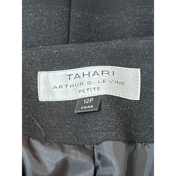 Tahari by Arthur S. Levine Purple Black Gray Striped Long Sleeve Blazer Size 12P - Picture 4 of 7